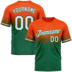 Custom Orange White-Kelly Green Fade Fashion Performance T-Shirt