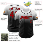 Custom White Red-Black Authentic Fade Fashion Baseball Jersey