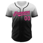 Custom White Pink-Black Authentic Fade Fashion Baseball Jersey