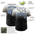 Custom White Light Blue-Black Authentic Fade Fashion Baseball Jersey