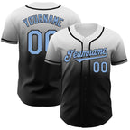 Custom White Light Blue-Black Authentic Fade Fashion Baseball Jersey