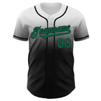 Custom White Kelly Green-Black Authentic Fade Fashion Baseball Jersey