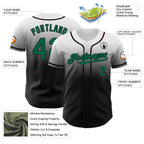 Custom White Kelly Green-Black Authentic Fade Fashion Baseball Jersey