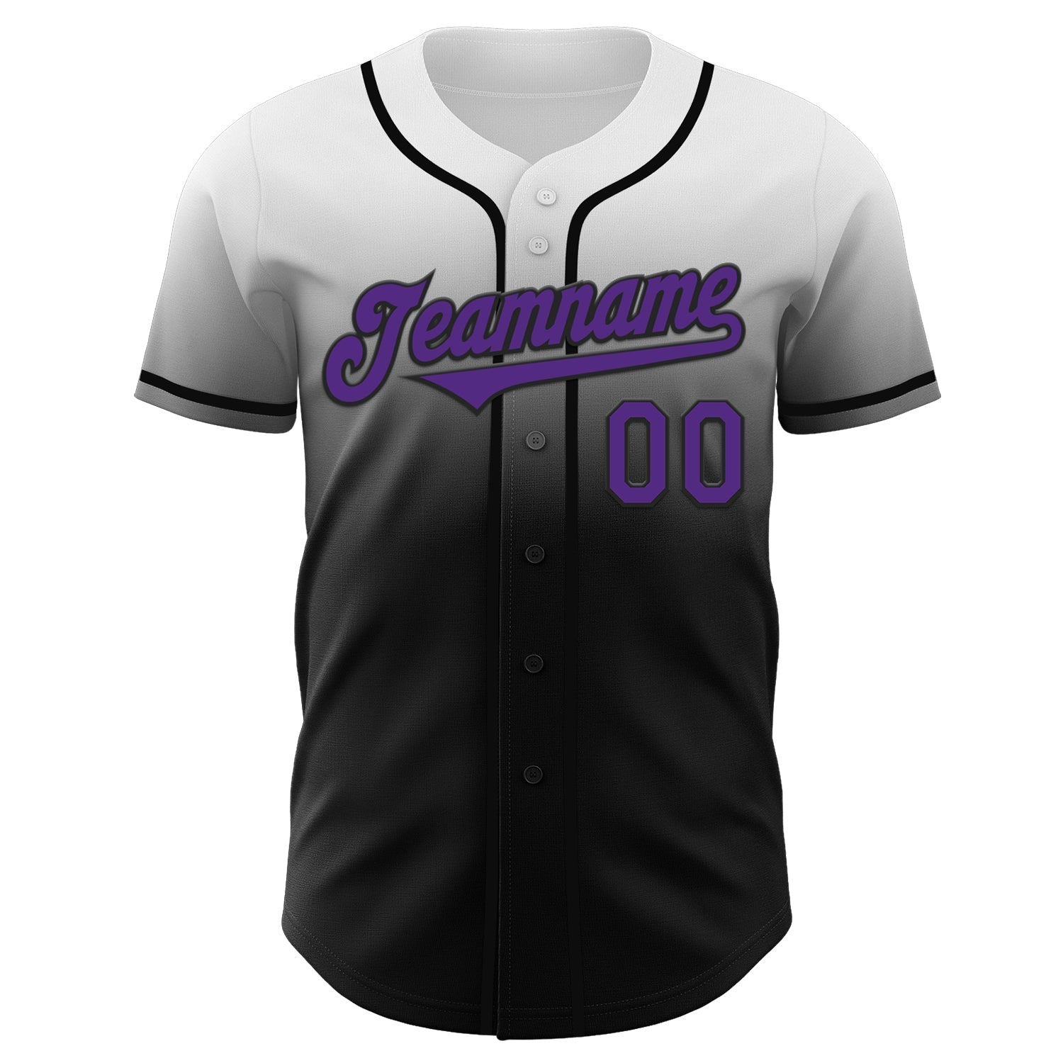 Custom White Purple-Black Authentic Fade Fashion Baseball Jersey