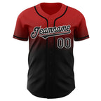 Custom Red Black-White Authentic Fade Fashion Baseball Jersey