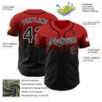 Custom Red Black-White Authentic Fade Fashion Baseball Jersey
