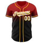 Custom Red Black-Gold Authentic Fade Fashion Baseball Jersey