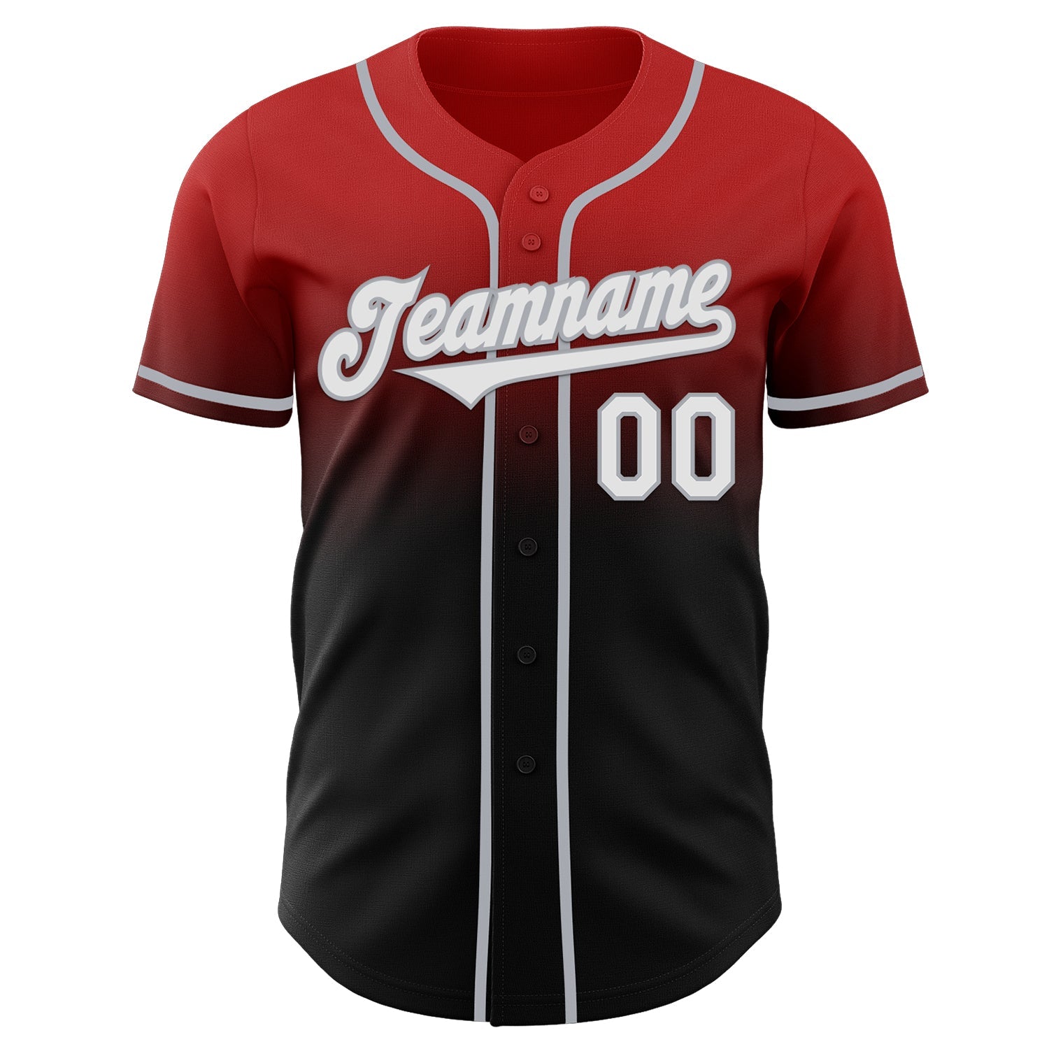 Custom Red Black-Gray Authentic Fade Fashion Baseball Jersey