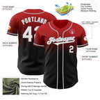 Custom Red Black-Gray Authentic Fade Fashion Baseball Jersey