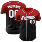 Custom Red Black-Gray Authentic Fade Fashion Baseball Jersey