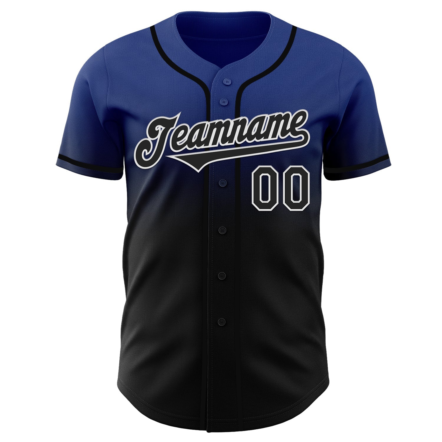 Custom Royal Black-White Authentic Fade Fashion Baseball Jersey