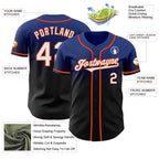 Custom Royal Black-Orange Authentic Fade Fashion Baseball Jersey