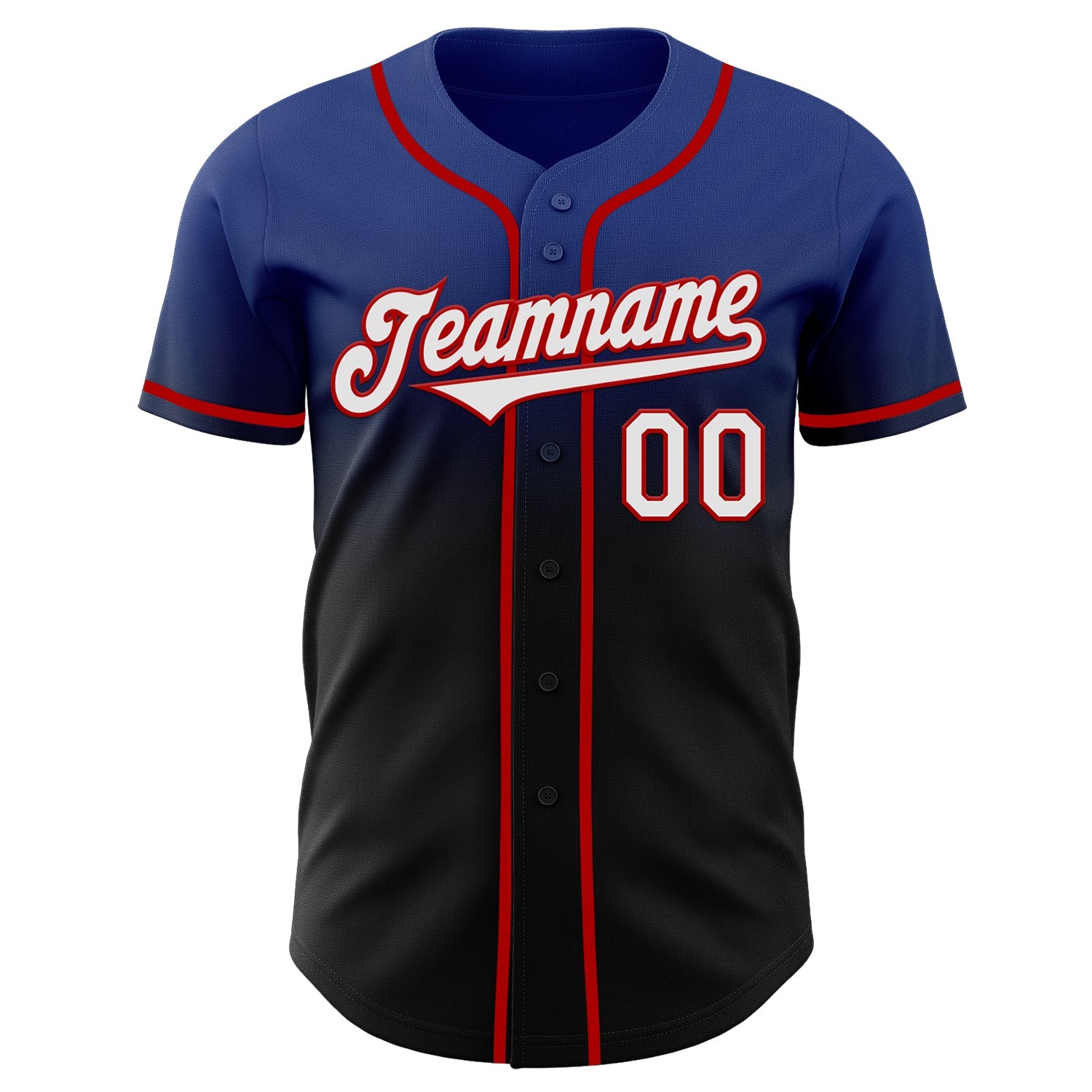 Custom Royal Black-Red Authentic Fade Fashion Baseball Jersey