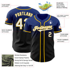 Custom Royal Black-Yellow Authentic Fade Fashion Baseball Jersey