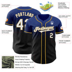 Custom Royal Black-Old Gold Authentic Fade Fashion Baseball Jersey