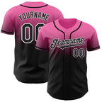 Custom Pink Black-White Authentic Fade Fashion Baseball Jersey