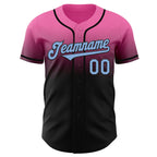 Custom Pink Light Blue-Black Authentic Fade Fashion Baseball Jersey