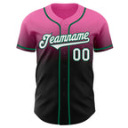 Custom Pink Black-Kelly Green Authentic Fade Fashion Baseball Jersey