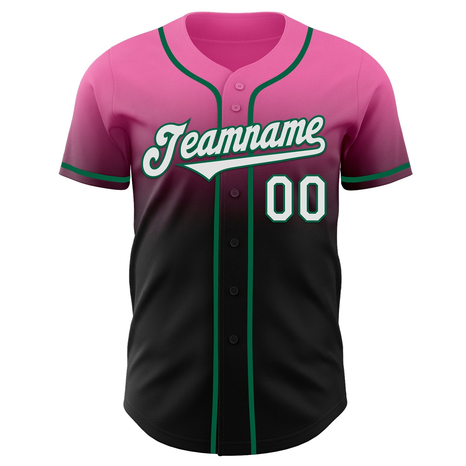 Custom Pink Black-Kelly Green Authentic Fade Fashion Baseball Jersey