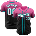 Custom Pink Black-Teal Authentic Fade Fashion Baseball Jersey