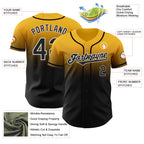 Custom Gold Black-White Authentic Fade Fashion Baseball Jersey