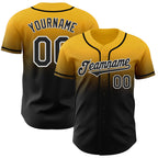 Custom Gold Black-White Authentic Fade Fashion Baseball Jersey