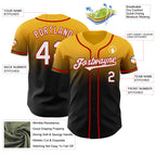 Custom Gold Black-Red Authentic Fade Fashion Baseball Jersey