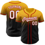 Custom Gold Black-Red Authentic Fade Fashion Baseball Jersey