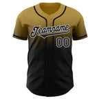 Custom Old Gold Black-White Authentic Fade Fashion Baseball Jersey