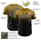 Custom Old Gold Black-White Authentic Fade Fashion Baseball Jersey