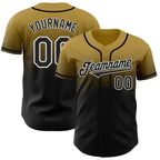 Custom Old Gold Black-White Authentic Fade Fashion Baseball Jersey