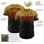 Custom Old Gold Red-Black Authentic Fade Fashion Baseball Jersey