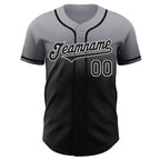 Custom Gray Black-White Authentic Fade Fashion Baseball Jersey
