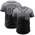 Custom Gray Black-White Authentic Fade Fashion Baseball Jersey