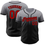 Custom Gray Red-Black Authentic Fade Fashion Baseball Jersey