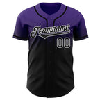 Custom Purple Black-White Authentic Fade Fashion Baseball Jersey