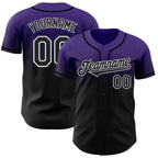 Custom Purple Black-White Authentic Fade Fashion Baseball Jersey