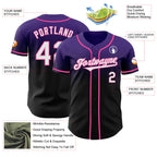Custom Purple Black-Pink Authentic Fade Fashion Baseball Jersey