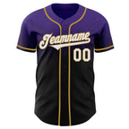 Custom Purple Black-Old Gold Authentic Fade Fashion Baseball Jersey
