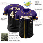 Custom Purple Black-Old Gold Authentic Fade Fashion Baseball Jersey