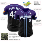 Custom Purple Black-Light Blue Authentic Fade Fashion Baseball Jersey