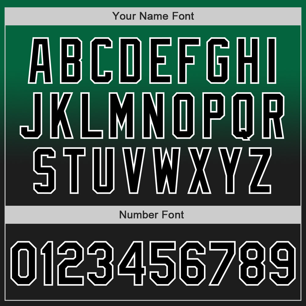 Custom Kelly Green Black-White Authentic Fade Fashion Baseball Jersey