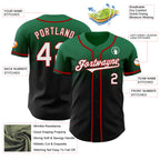 Custom Kelly Green Black-Red Authentic Fade Fashion Baseball Jersey