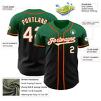 Custom Kelly Green Black-Orange Authentic Fade Fashion Baseball Jersey