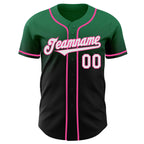 Custom Kelly Green Black-Pink Authentic Fade Fashion Baseball Jersey