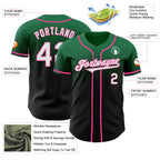 Custom Kelly Green Black-Pink Authentic Fade Fashion Baseball Jersey