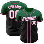 Custom Kelly Green Black-Pink Authentic Fade Fashion Baseball Jersey