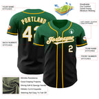 Custom Kelly Green Black-Gold Authentic Fade Fashion Baseball Jersey
