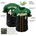 Custom Kelly Green Black-Old Gold Authentic Fade Fashion Baseball Jersey