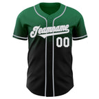 Custom Kelly Green Black-Gray Authentic Fade Fashion Baseball Jersey